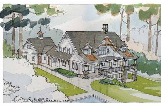 Exterior - Rear Elevation 2 for Craftsman House Plan #928-21 - 5 bed, 4 bath