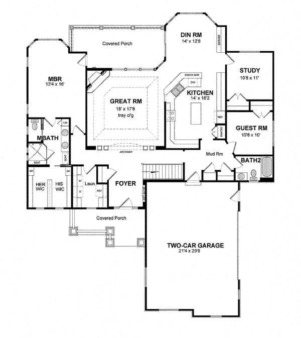 House Plan Design - European Floor Plan - Main Floor Plan #316-265