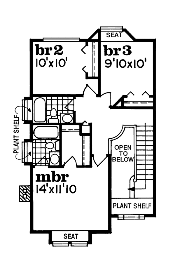 House Blueprint - Country Floor Plan - Upper Floor Plan #47-814