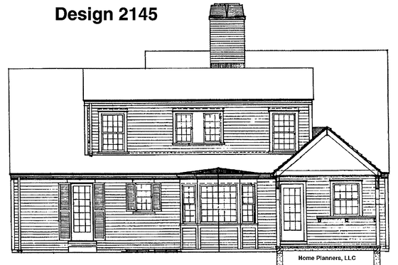 Exterior - Rear Elevation for Colonial House Plan #72-585 - 4 bed, 2 bath