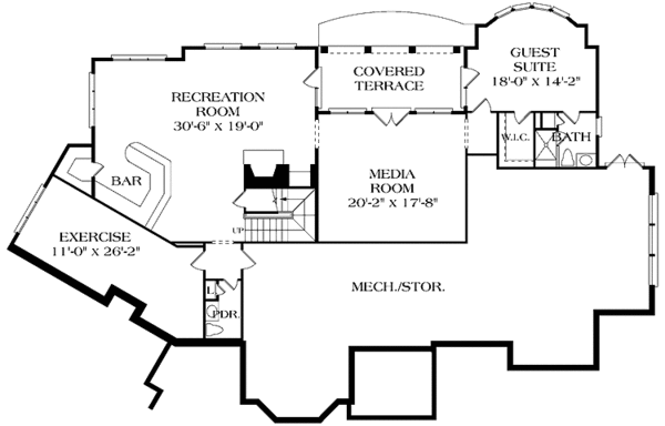 Architectural House Design - Mediterranean Floor Plan - Lower Floor Plan #453-321