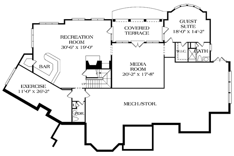 Dream House Plan - Floor Plan - Lower Floor for Mediterranean House Plan #453-321 - 5 bed, 4 bath