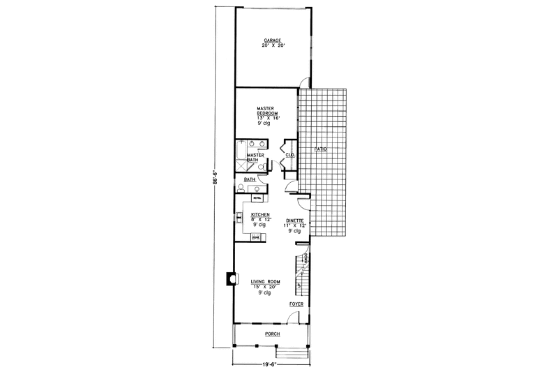 Architectural House Design - Floor Plan - Main Floor for Classical House Plan #978-4 - 3 bed, 2.5 bath
