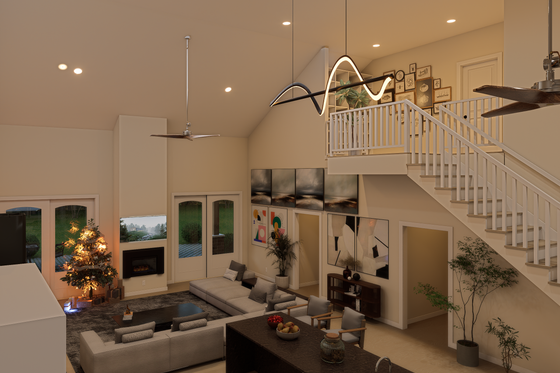 Interior - Family Room for Farmhouse House Plan #1112-18 - 3 bed, 4 bath