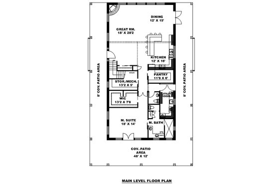 Floor Plan - Main Floor for Farmhouse House Plan #117-1036 - 5 bed, 3.5 bath