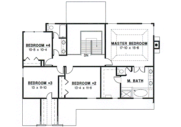 Traditional Floor Plan - Upper Floor Plan #67-511