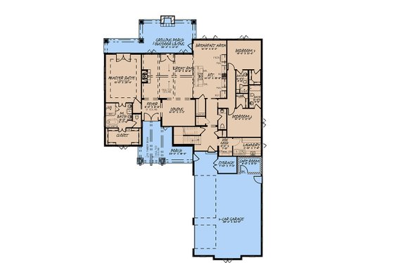 Floor Plan - Main Floor for Craftsman House Plan #923-171 - 4 bed, 4.5 bath