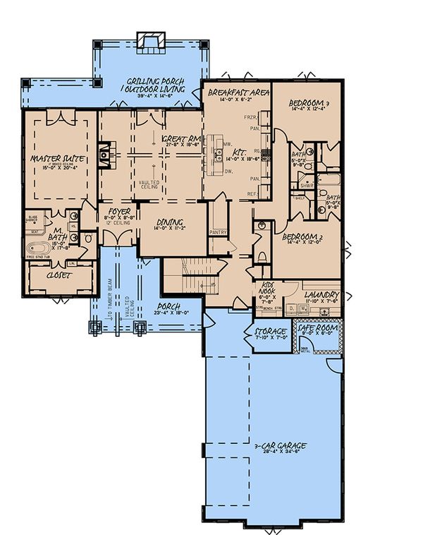 Architectural House Design - Craftsman Floor Plan - Main Floor Plan #923-171