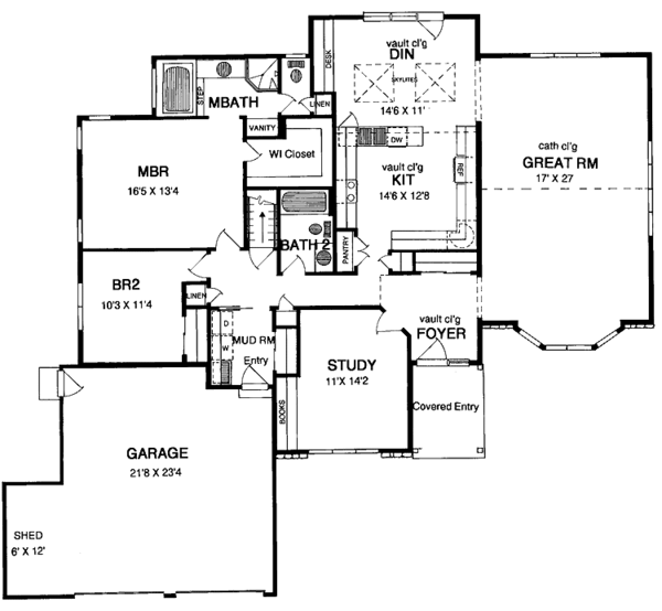 House Blueprint - Ranch Floor Plan - Main Floor Plan #316-169