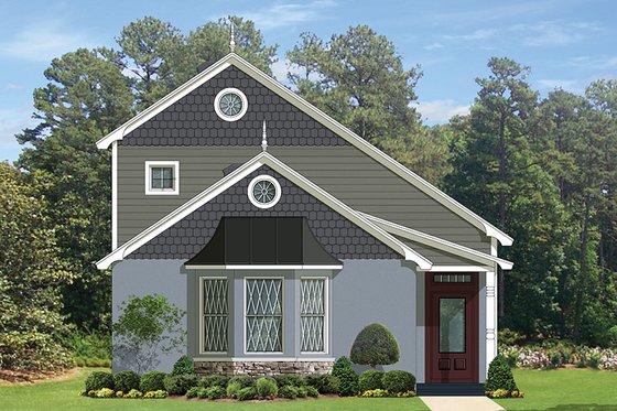Exterior - Front Elevation 3 for European House Plan #1058-108 - 2 bed, 2 bath