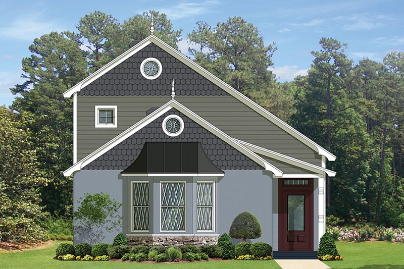 House Design - Exterior - Front Elevation 3 for European House Plan #1058-108 - 2 bed, 2 bath