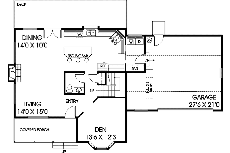 House Plan Design - Floor Plan - Main Floor for Colonial House Plan #60-1032 - 3 bed, 2.5 bath