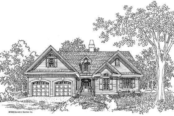 Exterior - Front Elevation 3 for Ranch House Plan #929-420 - 3 bed, 2 bath