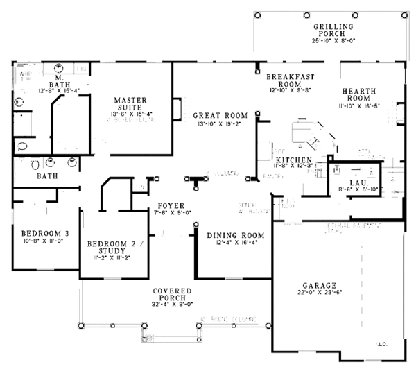 Architectural House Design - Country Floor Plan - Main Floor Plan #17-3229