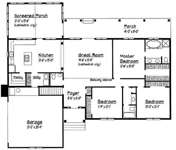 Architectural House Design - Ranch Floor Plan - Main Floor Plan #1051-11