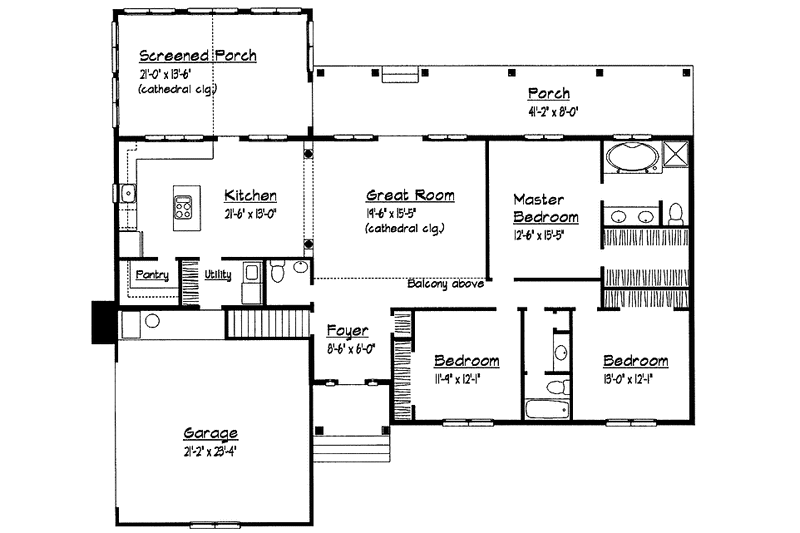 Dream House Plan - Floor Plan - Main Floor for Ranch House Plan #1051-11 - 3 bed, 2.5 bath