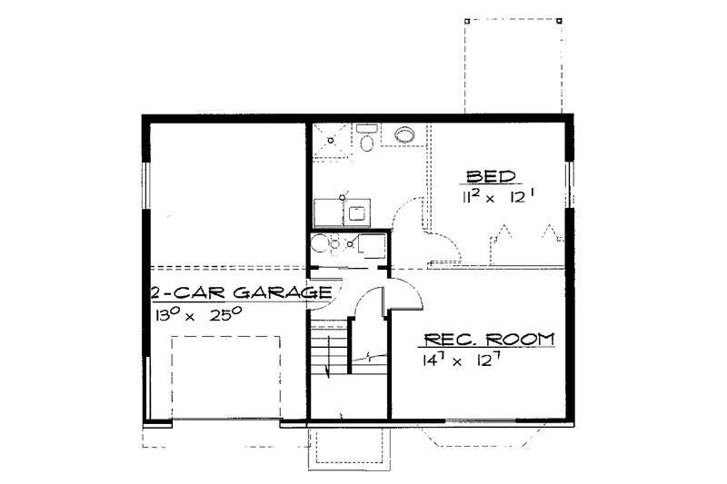 House Blueprint - Floor Plan - Lower Floor for Contemporary House Plan #308-283 - 2 bed, 1 bath