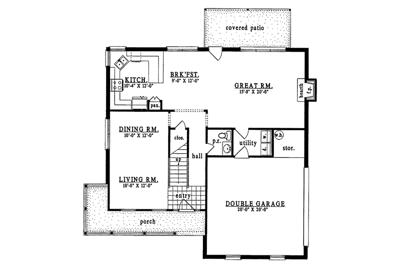 Dream House Plan - Floor Plan - Main Floor for Country House Plan #42-490 - 4 bed, 2.5 bath