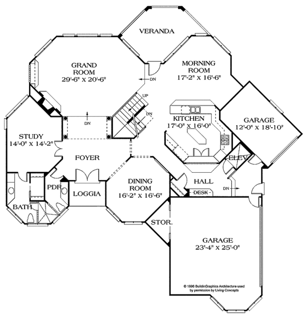 Architectural House Design - Mediterranean Floor Plan - Main Floor Plan #453-201