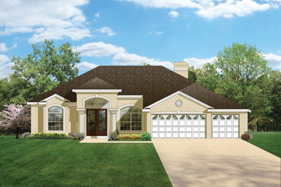 Exterior - Front Elevation 3 for Mediterranean House Plan #1058-46 - 4 bed, 3 bath