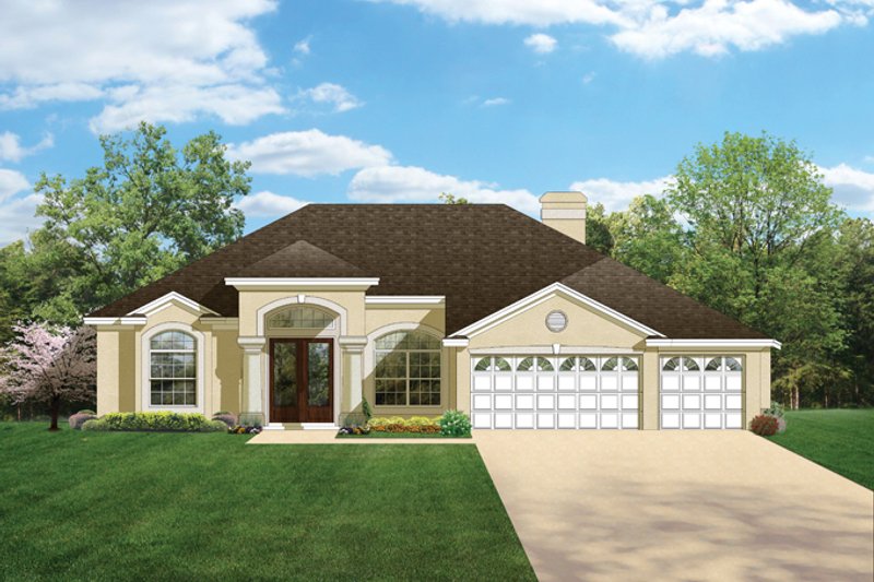 Home Plan - Exterior - Front Elevation 3 for Mediterranean House Plan #1058-46 - 4 bed, 3 bath