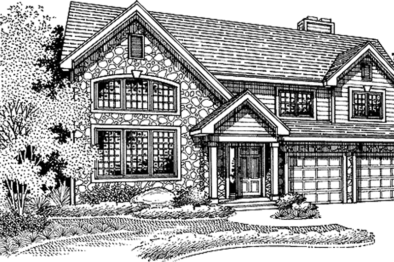 Architectural House Design - Exterior - Front Elevation 3 for Traditional House Plan #320-545 - 3 bed, 2.5 bath