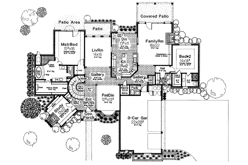 Home Plan - Floor Plan - Main Floor for Country House Plan #310-1055 - 4 bed, 3.5 bath