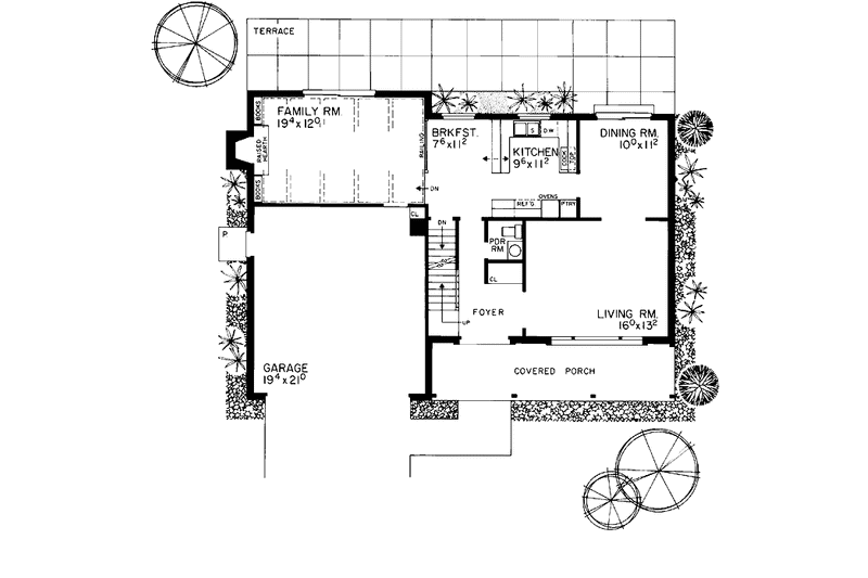 House Blueprint - Floor Plan - Main Floor for Country House Plan #72-571 - 4 bed, 2.5 bath