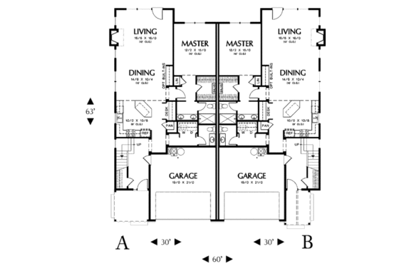 Floor Plan - Main Floor for Craftsman House Plan #48-368 - 3 bed, 2.5 bath