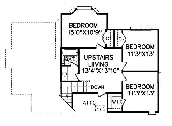 Traditional Floor Plan - Upper Floor Plan #65-318