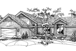 Dream House Plan - Exterior - Front Elevation for Prairie House Plan #320-1051 - 3 bed, 2 bath