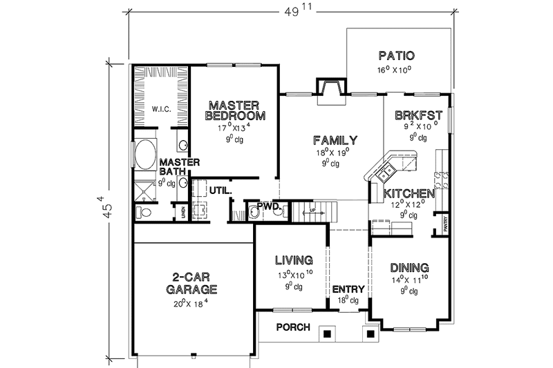 Home Plan - Floor Plan - Main Floor for Country House Plan #472-344 - 4 bed, 3.5 bath