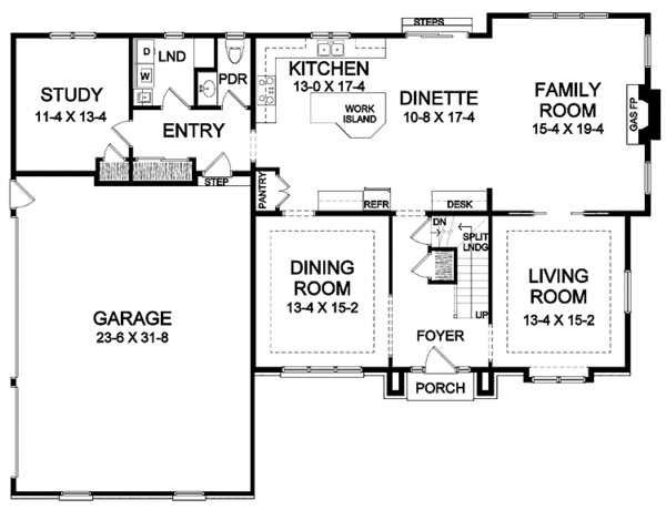 Dream House Plan - Traditional Floor Plan - Main Floor Plan #328-346
