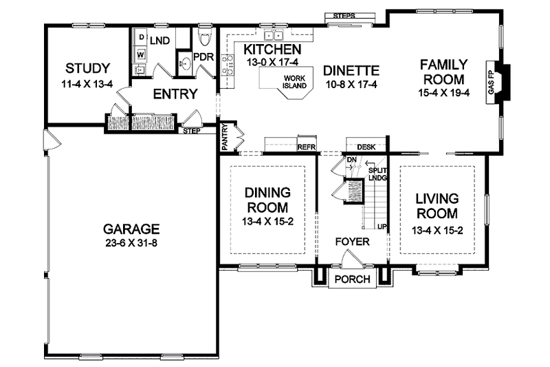 Home Plan - Floor Plan - Main Floor for Traditional House Plan #328-346 - 4 bed, 2.5 bath