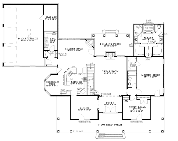 House Plan Design - Country Floor Plan - Main Floor Plan #17-3201
