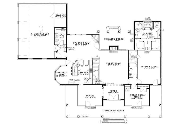 House Plan Design - Floor Plan - Main Floor for Country House Plan #17-3201 - 3 bed, 4 bath