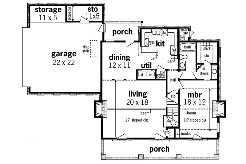 Dream House Plan - Floor Plan - Main Floor for Traditional House Plan #45-417 - 3 bed, 2 bath