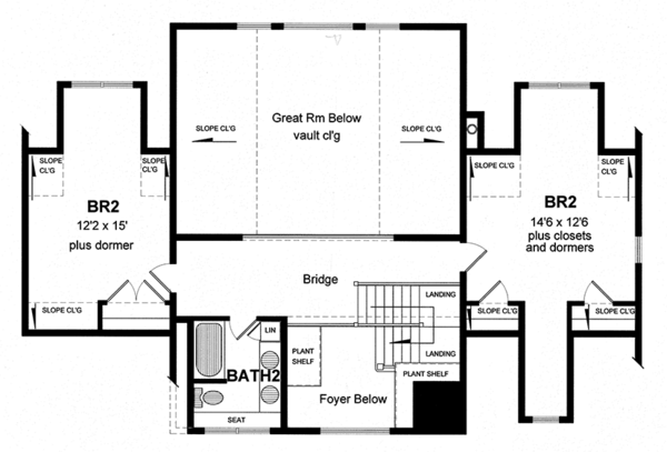 House Design - Colonial Floor Plan - Upper Floor Plan #316-287