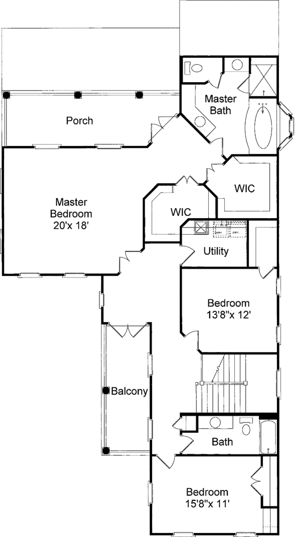 House Design - Classical Floor Plan - Upper Floor Plan #37-263