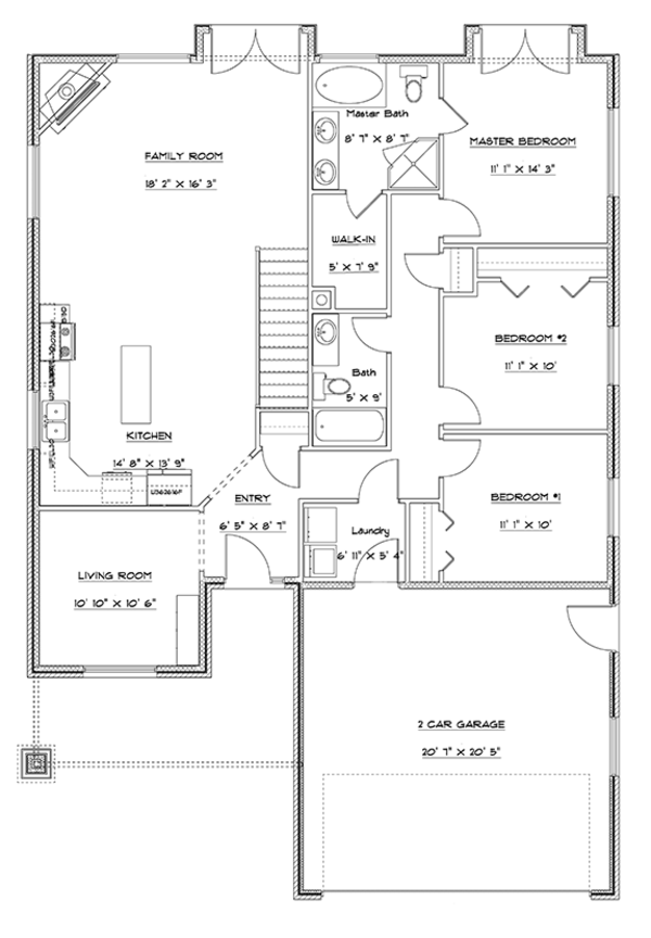 House Design - Ranch Floor Plan - Main Floor Plan #1060-9