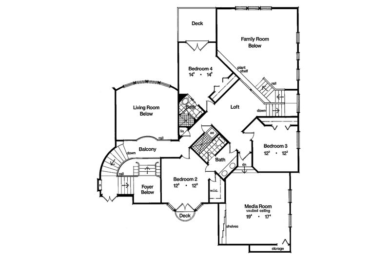 Home Plan - Floor Plan - Upper Floor for Mediterranean House Plan #417-628 - 4 bed, 3.5 bath