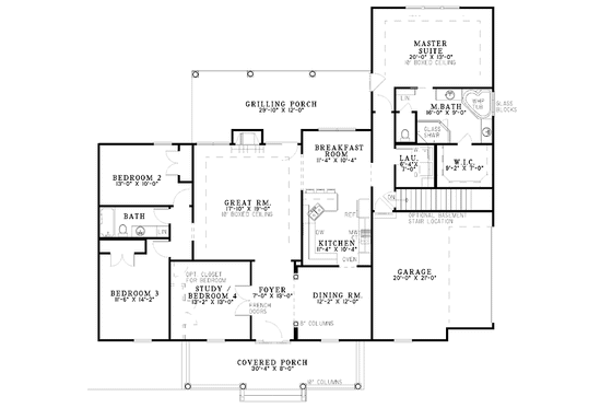 Floor Plan - Main Floor for Country House Plan #17-2995 - 4 bed, 2 bath