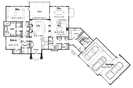 Floor Plan - Main Floor for Craftsman House Plan #928-36 - 4 bed, 3.5 bath