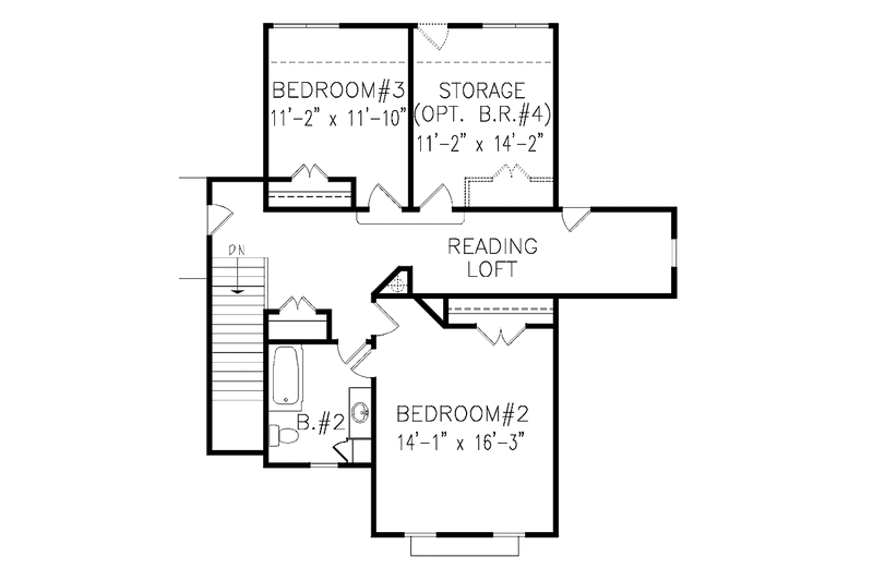 Home Plan - Floor Plan - Upper Floor for Craftsman House Plan #54-311 - 4 bed, 2.5 bath