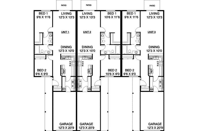 Home Plan - Floor Plan - Main Floor for Ranch House Plan #60-572 - 2 bed, 1.5 bath