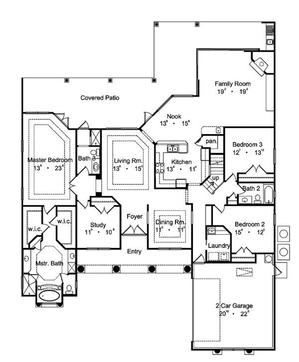 Architectural House Design - Mediterranean Floor Plan - Main Floor Plan #417-636