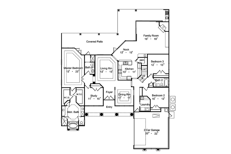 Dream House Plan - Floor Plan - Main Floor for Mediterranean House Plan #417-636 - 3 bed, 4 bath