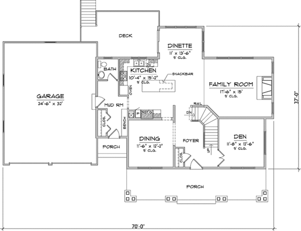 Architectural House Design - Prairie Floor Plan - Main Floor Plan #981-11