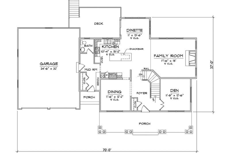 Dream House Plan - Floor Plan - Main Floor for Prairie House Plan #981-11 - 3 bed, 2.5 bath