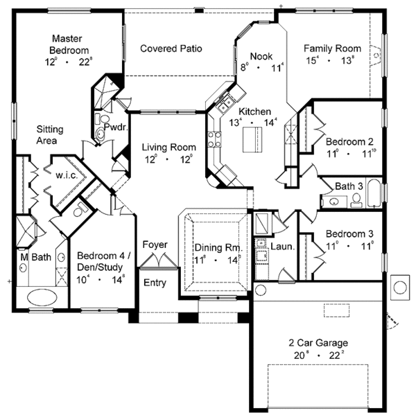 House Design - Mediterranean Floor Plan - Main Floor Plan #1015-13